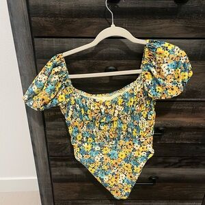 Floral Puff Sleeve Women's one piece swimsuit brand New!